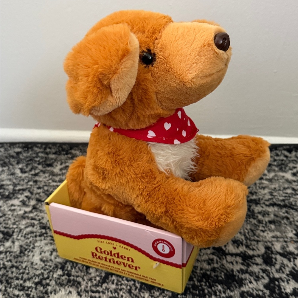 Plush Golden Retriever Pillow and Removable Heat Pack